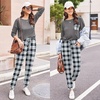 Ekouaer Womens Pajama Sets Long Sleeve Pjs Lounge Sets Joggers with Pockets(Gray Plaid)