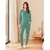 Ekouaer Womens Pajama Sets Long Sleeve Pjs Lounge Sets Joggers with Pockets(Green)