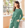 Ekouaer Womens Pajama Sets Long Sleeve Pjs Lounge Sets Joggers with Pockets(Green)