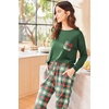 Ekouaer Womens Pajama Sets Long Sleeve Pjs Lounge Sets Joggers with Pockets(Green Plaid)