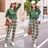 Ekouaer Womens Pajama Sets Long Sleeve Pjs Lounge Sets Joggers with Pockets(Green Plaid)