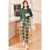 Ekouaer Womens Pajama Sets Long Sleeve Pjs Lounge Sets Joggers with Pockets(Green Plaid)