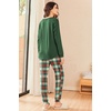 Ekouaer Womens Pajama Sets Long Sleeve Pjs Lounge Sets Joggers with Pockets(Green Plaid)