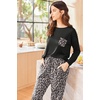 Ekouaer Womens Pajama Sets Long Sleeve Pjs Lounge Sets Joggers with Pockets(Leopard)