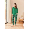 Ekouaer Womens Pajama Sets Long Sleeve Pjs Lounge Sets Joggers with Pockets(Light Green Plaid)
