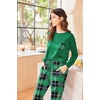 Ekouaer Womens Pajama Sets Long Sleeve Pjs Lounge Sets Joggers with Pockets(Light Green Plaid)