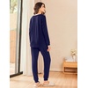 Ekouaer Womens Pajama Sets Long Sleeve Pjs Lounge Sets Joggers with Pockets(Navy Blue)