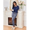 Ekouaer Womens Pajama Sets Long Sleeve Pjs Lounge Sets Joggers with Pockets(Navy Blue Plaid)