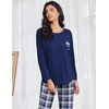 Ekouaer Womens Pajama Sets Long Sleeve Pjs Lounge Sets Joggers with Pockets(Navy Blue Plaid)