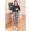 Ekouaer Womens Pajama Sets Long Sleeve Pjs Lounge Sets Joggers with Pockets(Navy Plaid)