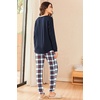Ekouaer Womens Pajama Sets Long Sleeve Pjs Lounge Sets Joggers with Pockets(Navy Plaid)