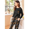 Ekouaer Womens Pajama Sets Long Sleeve Pjs Lounge Sets Joggers with Pockets(Orange Pumpkin)