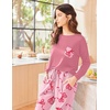 Ekouaer Womens Pajama Sets Long Sleeve Pjs Lounge Sets Joggers with Pockets(Pink Bow)