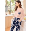 Ekouaer Womens Pajama Sets Long Sleeve Pjs Lounge Sets Joggers with Pockets(Pink Flowers)