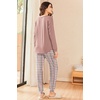 Ekouaer Womens Pajama Sets Long Sleeve Pjs Lounge Sets Joggers with Pockets(Pink Plaid)