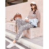 Ekouaer Womens Pajama Sets Long Sleeve Pjs Lounge Sets Joggers with Pockets(Pink-grey Star)