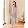 Ekouaer Womens Pajama Sets Long Sleeve Pjs Lounge Sets Joggers with Pockets(Pink-grey Star)