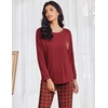Ekouaer Womens Pajama Sets Long Sleeve Pjs Lounge Sets Joggers with Pockets(Red Plaid 2)