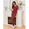 Ekouaer Womens Pajama Sets Long Sleeve Pjs Lounge Sets Joggers with Pockets(Red Plaid 2)