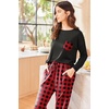 Ekouaer Womens Pajama Sets Long Sleeve Pjs Lounge Sets Joggers with Pockets(Red Plaid)