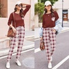 Ekouaer Womens Pajama Sets Long Sleeve Pjs Lounge Sets Joggers with Pockets(Wine Red Plaid)