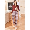 Ekouaer Womens Pajama Sets Long Sleeve Pjs Lounge Sets Joggers with Pockets(Wine Red Plaid)