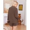 Ekouaer Womens Pajamas Long Sleeve and Shorts Cute Ruffle Pjs Lounge Set(Brown)