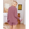 Ekouaer Womens Pajamas Long Sleeve and Shorts Cute Ruffle Pjs Lounge Set(Dusty Pink)