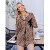 Ekouaer Womens Pajamas Long Sleeve and Shorts Cute Ruffle Pjs Lounge Set(Leopard)