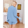 Ekouaer Womens Pajamas Long Sleeve and Shorts Cute Ruffle Pjs Lounge Set(Light Blue)