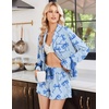 Ekouaer Womens Pajamas Long Sleeve and Shorts Cute Ruffle Pjs Lounge Set(Light Blue Bow Knot)