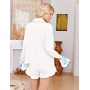Ekouaer Womens Pajamas Long Sleeve and Shorts Cute Ruffle Pjs Lounge Set(White)