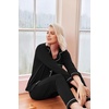 Ekouaer Womens Pajamas Set Classic Sleepwear Long Sleeve Button Up Pjs Sets(Black)