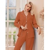 Ekouaer Womens Pajamas Set Classic Sleepwear Long Sleeve Button Up Pjs Sets(Caramel)