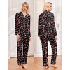 Ekouaer Womens Pajamas Set Classic Sleepwear Long Sleeve Button Up Pjs Sets(Christmas Black Booots)
