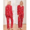 Ekouaer Womens Pajamas Set Classic Sleepwear Long Sleeve Button Up Pjs Sets(Christmas Red)