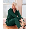 Ekouaer Womens Pajamas Set Classic Sleepwear Long Sleeve Button Up Pjs Sets(Green)