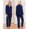 Ekouaer Womens Pajamas Set Classic Sleepwear Long Sleeve Button Up Pjs Sets(Navy)