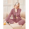 Ekouaer Womens Pajamas Set Classic Sleepwear Long Sleeve Button Up Pjs Sets(Pale Violet Red)