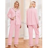Ekouaer Womens Pajamas Set Classic Sleepwear Long Sleeve Button Up Pjs Sets(Pink)