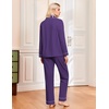 Ekouaer Womens Pajamas Set Classic Sleepwear Long Sleeve Button Up Pjs Sets(Purple)