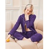 Ekouaer Womens Pajamas Set Classic Sleepwear Long Sleeve Button Up Pjs Sets(Purple)