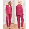 Ekouaer Womens Pajamas Set Classic Sleepwear Long Sleeve Button Up Pjs Sets(Rosy)
