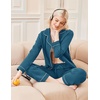 Ekouaer Womens Pajamas Set Classic Sleepwear Long Sleeve Button Up Pjs Sets(Teal)