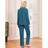 Ekouaer Womens Pajamas Set Classic Sleepwear Long Sleeve Button Up Pjs Sets(Teal)