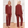 Ekouaer Womens Pajamas Set Classic Sleepwear Long Sleeve Button Up Pjs Sets(Wine)