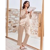 Ekouaer Womens Silk Pajama Set Long Sleeve Button Down Ruffle Satin PJs(Champagne)
