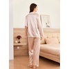 Ekouaer Womens Silk Pajama Set Long Sleeve Button Down Ruffle Satin PJs(Champagne)