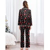 Ekouaer Womens Silk Pajama Set Long Sleeve Button Down Ruffle Satin PJs(Christmas-black Candy Cane X-mas Pjs)