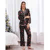 Ekouaer Womens Silk Pajama Set Long Sleeve Button Down Ruffle Satin PJs(Christmas-black Candy Cane X-mas Pjs)